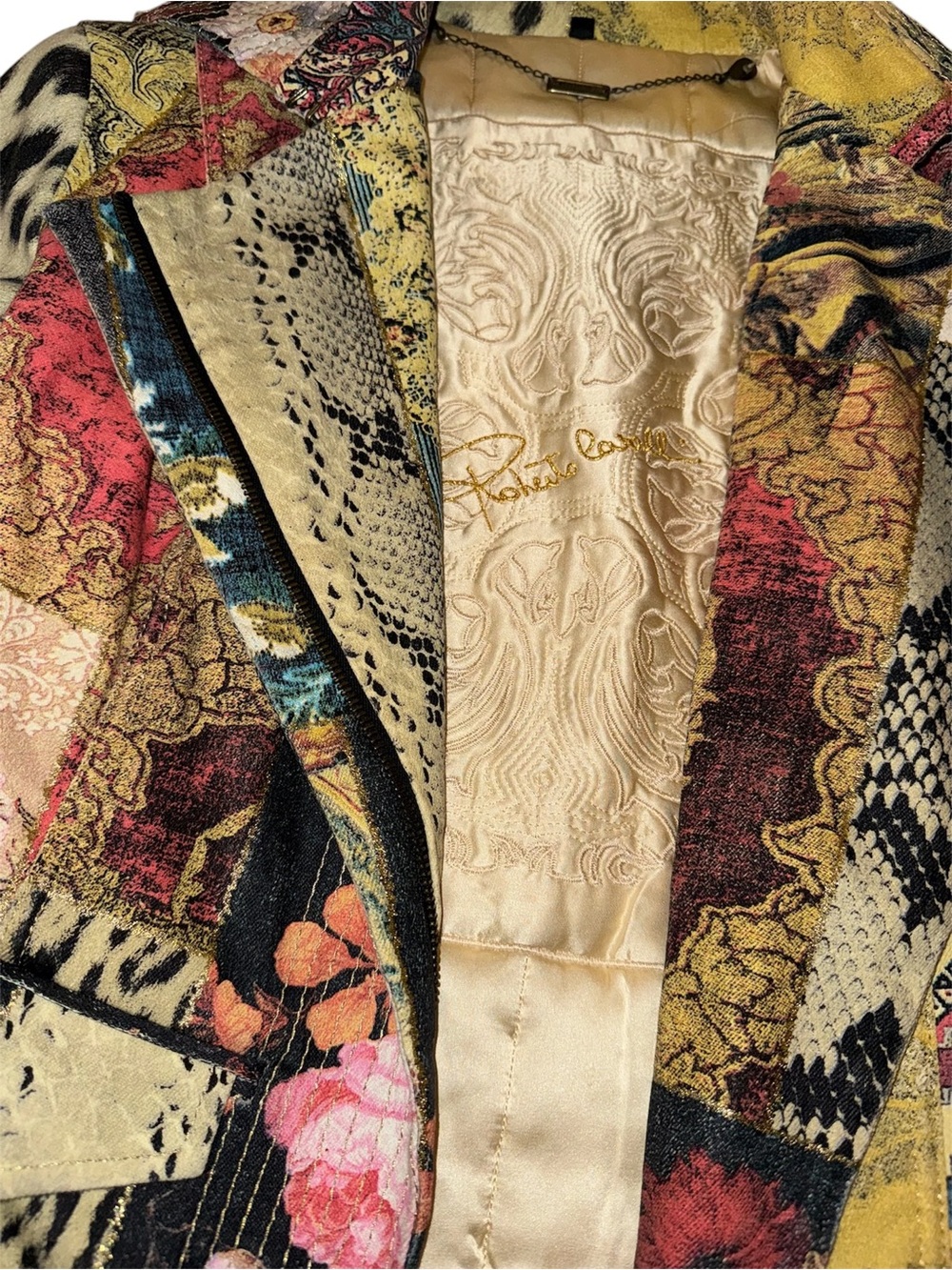 Roberto Cavalli Fall/Winter 2002 Patchwork Printed Biker Jacket - Picture 2 of 3